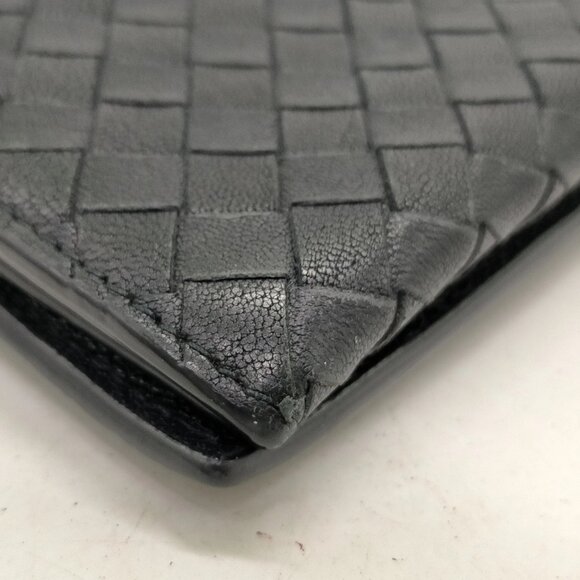 $1295 Authentic BOTTEGA VENETA Made in ITALY Black-Blue Leather Long Wallet - Picture 12 of 12